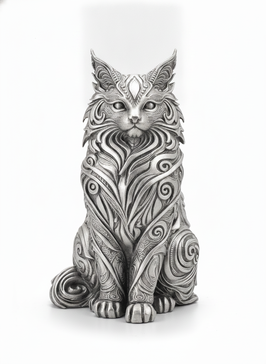 Maine Coon Ornate Sculpture