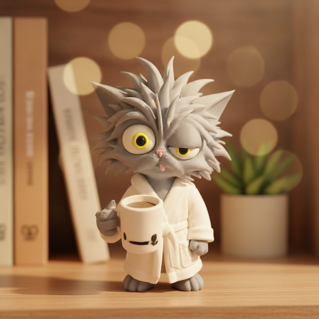 "Morning Mood" Coffee Cat Figure