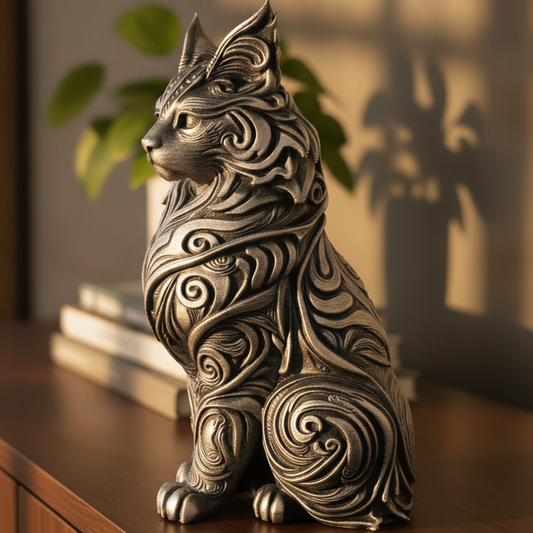 Maine Coon Ornate Sculpture