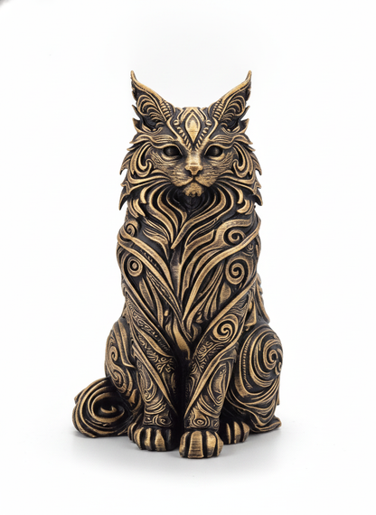 Maine Coon Ornate Sculpture