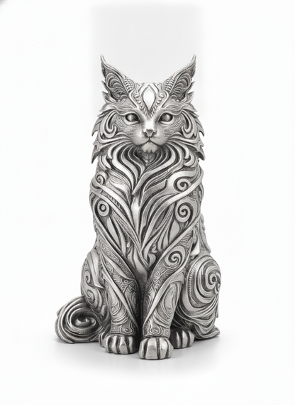 Maine Coon Ornate Sculpture